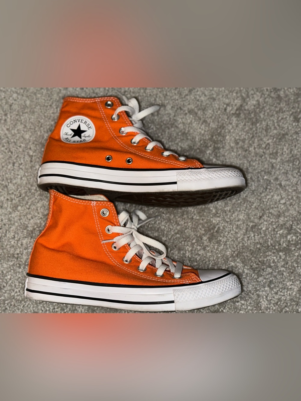 Converse High Top Sneakers in Bright Orange and White - Picture 2 of 3